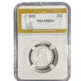 1835 Capped Bust Quarter PGA MS63+