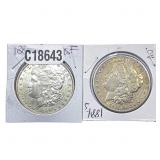 [2 Coins] 1884-S Morgan Silver Dollar