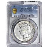 1921 Silver Peace Dollar PCGS MS64 High Relief