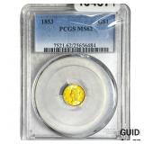 1853 Rare Gold Dollar PCGS MS62