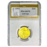 1993 1/4oz $10 Gold Eagle PGA MS70