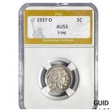 1937-D Buffalo Nickel PGA AU53 3-Leg