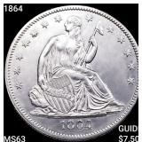 1864 Seated Liberty Half Dollar CHOICE BU