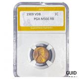1909 VDB Wheat Cent PGA MS66 RB