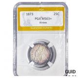 1873 Seated Liberty Quarter PGA MS63+ Arrows