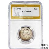 1942 Washington Silver Quarter PGA MS66+