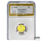 1998 1/10oz $5 Gold Eagle PGA MS70