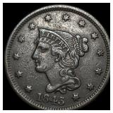 1843 Braided Hair Large Cent NEARLY UNCIRCULATED