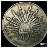 1896 Mexico Silver 8 Reales Punch Marked NEARLY UN