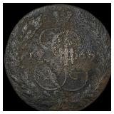 1766 Russia Catherine II Copper 5 Kopecks  NEARLY