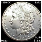 1890-CC Tailbar Morgan Silver Dollar CHOICE BU