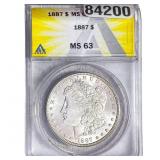 1887 Morgan Silver Dollar ANACS MS63