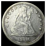 1876-CC Silver Quarter Dollar CLOSELY UNCIRCULATED