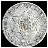 1852 Silver Three-Cent Piece ABOUT  UNCIRCULATED