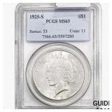 1925-S Silver Peace Dollar PCGS MS63