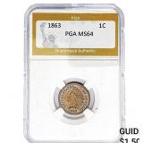 1863 Indian Head Cent PGA MS64