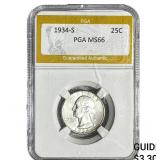 1934-S Washington Silver Quarter PGA MS66