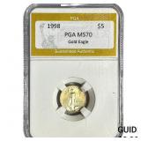 1998 1/10oz $5 Gold Eagle PGA MS70