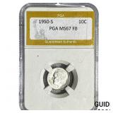 1950-S Roosevelt Dime PGA MS67 FB