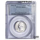 1941-D Washington Silver Quarter PCGS MS65