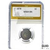 1878 Indian Head Cent PGA MS64 BN