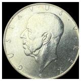 1938 Sweden Silver 2 Kroner UNCIRCULATED