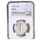 1946-D Walking Liberty Half Dollar NGC MS65