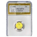 1998 1/10oz $5 Gold Eagle PGA MS70