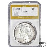 1928 Silver Peace Dollar PGA MS64