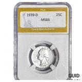 1939-D Washington Silver Quarter PGA MS66