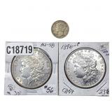 [3 Coins] 1889-1918 Morgan $1s & Mercury 10C