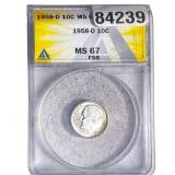 1958-D Roosevelt Dime ANACS MS67 FSB
