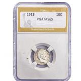 1913 Barber Dime PGA MS65