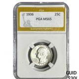 1936 Washington Silver Quarter PGA MS65