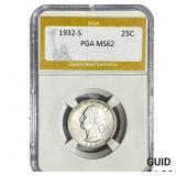 1932-S Washington Silver Quarter PGA MS62