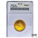 1978 South Africa Gold 2 Rand .2354 AGW ANACS MS66