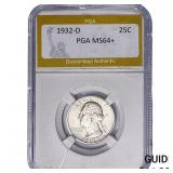 1932-D Washington Silver Quarter PGA MS64+