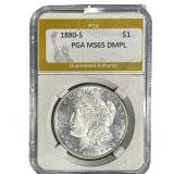 1880-S Morgan Silver Dollar PGA MS65 DMPL