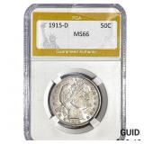 1915-D Barber Half Dollar PGA MS66