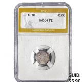 1830 Capped Bust Half Dime PGA MS64 PL