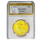1993 1oz $50 Gold Eagle PGA MS69