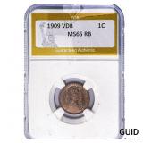 1909 VDB Wheat Cent PGA MS65 RB
