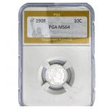 1908 Barber Dime PGA MS64