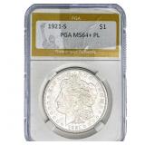 1921-S Morgan Silver Dollar PGA MS64+ PL