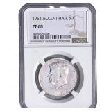 1964 Kennedy Half Dollar NGC PF68 Accent Hair