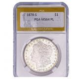1878-S Morgan Silver Dollar PGA MS64 PL