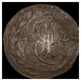 1772 Russia Catherine II Copper 5 Kopecks  NEARLY