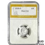 1926-D Mercury Silver Dime PGA F13