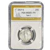 1917-S Standing Liberty Quarter PGA MS65+ FH Type