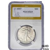 1937 Walking Liberty Half Dollar PGA MS64
